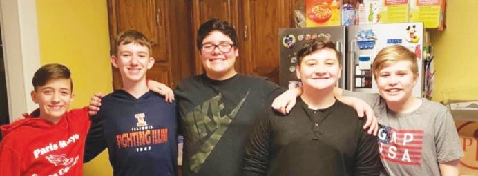 Seth Worthington has had the same group of friends since before entering grade school. This is a picture some of those friends from 4 years ago. Pictured left to right are Will Templeton, Ethan vice, Mytchel Taylor, Worthington and Kalvin Rigdon.